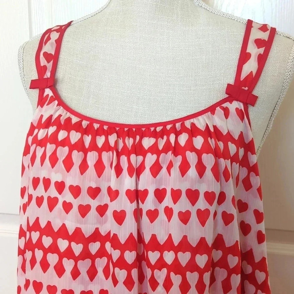 Kate Spade Chemise Red Hearts Bows - Picture 3 of 7